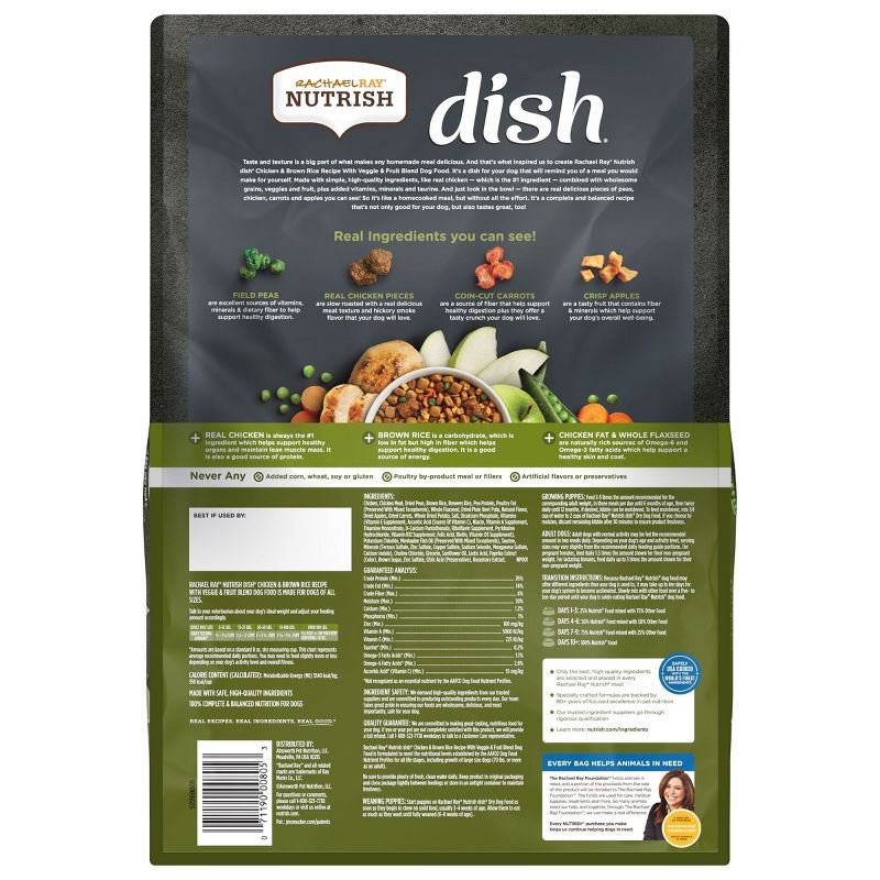 Rachael Ray Nutrish Dish Chicken & Brown Rice Recipe Super Premium Dry Dog Food, 3 of 7