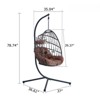 VisioGear Egg Chairs, Patio Egg Chair with Stand, Patio Foldable Egg Chair for Bedroom Living Room Balcony, Black & Brown, 37"*36.61"*78.74" - 3 of 4