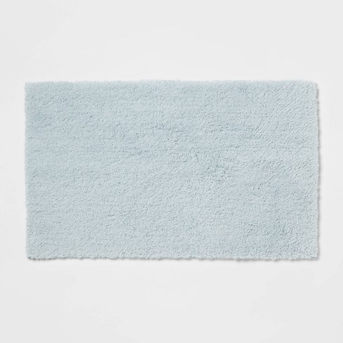 Home Decorators Collection 20 in. x 34 in. Aqua Green Textured Border Cotton Machine Washable Bath Mat, Blue