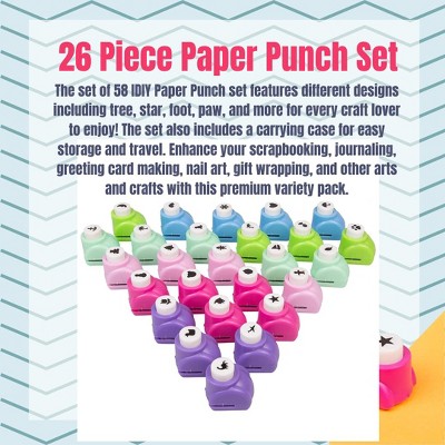 Colorful Mini Paper Punch Set with Carry Case - 26 Pieces