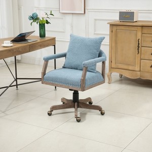 Computer Chair Office Chair, Adjustable Swivel Chair Fabric Seat, Boucle Accent Chairs with Arms, Sitting Oversized Chair for Living Room-The Pop Home - 1 of 4