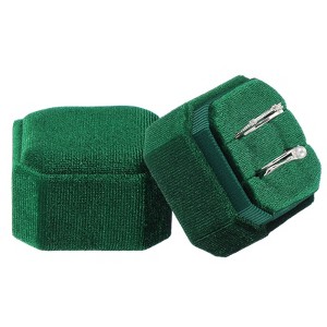 Unique Bargains Velvet Octagon Wedding Proposal Engagement 2 Slot Jewelry Storage Ring Box - 1 of 4