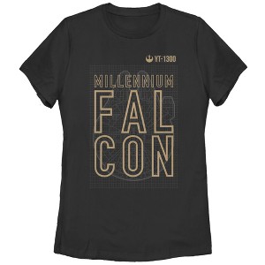 Women's Star Wars The Force Awakens Millennium Falcon YT-1300 T-Shirt - 1 of 3