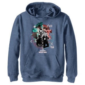 Boy's Marvel Doctor Strange in the Multiverse of Madness Wanda and Strange Glitch Pull Over Hoodie - 1 of 4