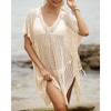Womens Knit Swimsuit Cover Up Lace Up Beach Cover Up Dress - 3 of 3