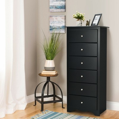 Black Vertical 6-Drawer MDF Storage Chest