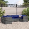 vidaXL Patio Lounge Set with Cushions Sectional Sofa Garden Backyard Poly Rattan - Gray and Blue 4x Corner + 2x Middle - 2 of 4