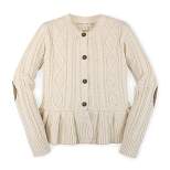 Hope & Henry Girls' Long Sleeve Peplum Cable Cardigan Sweater, Kids