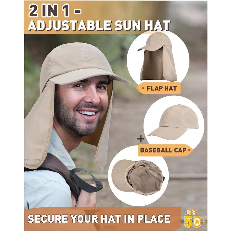 Solaris Flap Cap UPF 50+ UV Sun Protection Fishing Hat for Outdoors Safari, 3 of 7