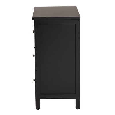 Yelena Traditional Black Wood 3-Drawer Storage Cabinet
