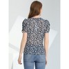 Allegra K Women's Button Front Puff Short Sleeves Chiffon Floral Top - 4 of 4