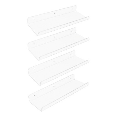 Unique Bargains Clear Acrylic Floating Display Wall Shelves for Bedroom Living Room
