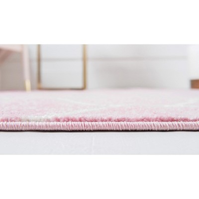 Light Pink Trellis Frieze Square Synthetic Area Rug