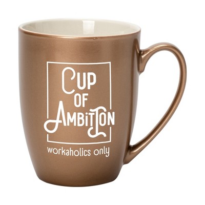 Elanze Designs Cup Of Ambition Workaholic Only Bronze 10 ounce New Bone China Coffee Cup Mug