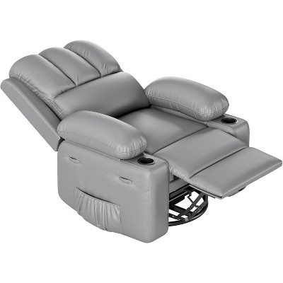 Leather Recliner Chair, Manual Recliner w/Comfortable Arms and Cup Holders for Living Room CF8011
