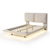 HomeRoots Beige Tufted Upholstered Full Bed Frame With LED Lighting And USB - 4 of 4