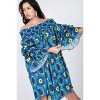 Slickblue Printed Off-Shoulder Midi Dress with Puffy Ruffle Sleeves, S-L, Feminine Summer Style, Sky Blue - 3 of 4