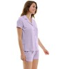 Jaclyn Short Sleeve Ribbed Notched Collar Top & Shorts 2 Piece Pajama Set (Juniors & Women) - 2 of 4