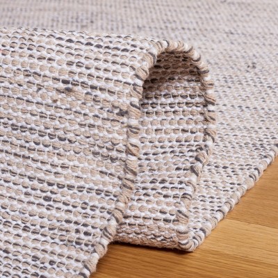 Ivory Abstract Handwoven Cotton 27'' Flatweave Rug