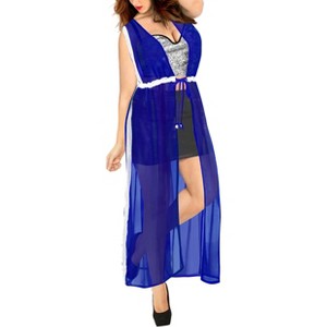 LA LEELA Women's Summer Vacation Beachwear Long Bathing Suit Open Front Soft Beach Holiday Swimwear Coverups Duster Cardigan - 1 of 4