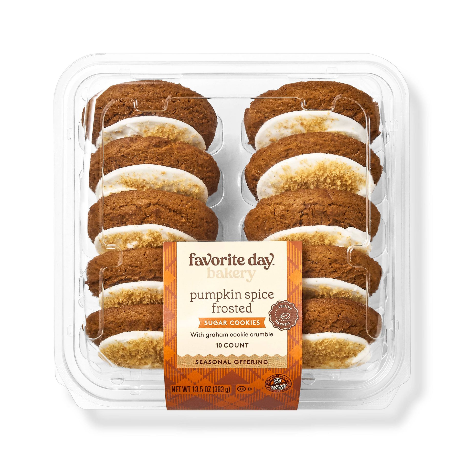Harvest Pumpkin Spice Frosted Cookies - 13.5oz/10ct - Favorite Day™