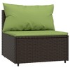 vidaXL Patio Middle Sofas - Brown Poly Rattan Outdoor Sofas with Green Cushions, Weather-Resistant, Sturdy Steel Frame - 4 of 4