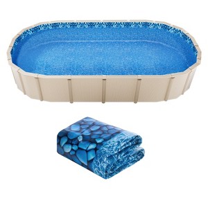 VEVOR 18-Foot-by-33-Foot Oval Pool Liner for Overlap Above Ground Swimming Pools, 48-to-54inch Wall Height, Durable Standard Gauge Vinyl ,Blue - 1 of 4