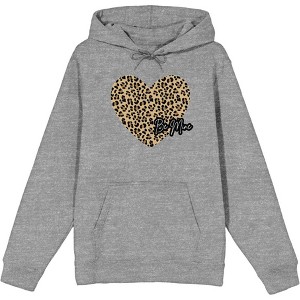 V Day Cheetah Heart Be Mine Long Sleeve Adult Hooded Sweatshirt - 1 of 3