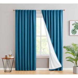 HLC.ME Hamilton 100% Full Blackout Lined Thermal Insulated Soundproof Window Curtain Rod Pocket Back Tab Panels, Set of 2 - 1 of 4