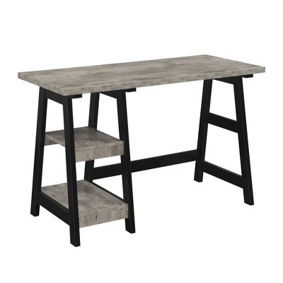 Designs2Go Trestle Desk with Shelves Faux Birch/Black - Breighton Home