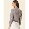 Allegra K Women's Elegant Cardigan Plaid Open Front Office Shrug Long Sleeve Cropped Bolero Top - 3 of 4