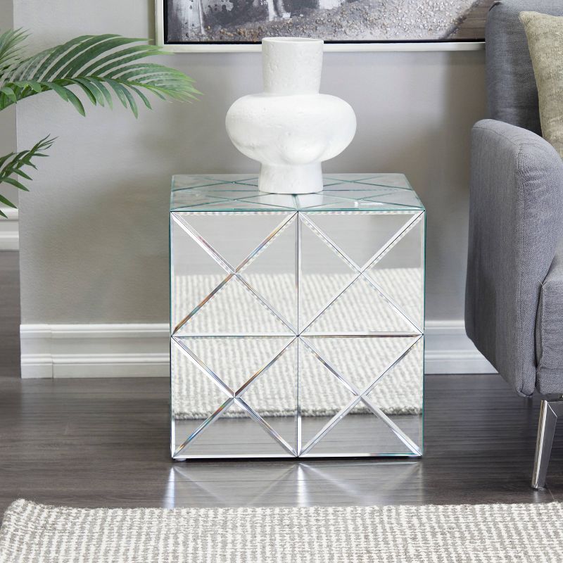 Glam Glass Geometric Cube Accent Table Silver - Olivia &#38; May, 2 of 6
