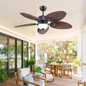 50 Inches Tropical Palm Leaf Ceiling Fan with Light and Remote - 1 of 4