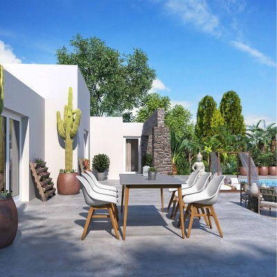 Walmert 7pc Patio Dining Set with Rectangular Table with Teak Finish - Amazonia