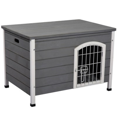 UbMelt Outdoor Dog House with Lockable Door Wooden Puppy Cage Kennel with Openable Top & Removable Bottom for Small Medium Dogs,Dark Gray