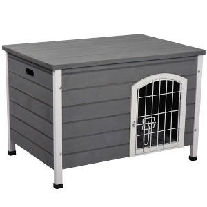 UbMelt Outdoor Dog House with Lockable Door Wooden Puppy Cage Kennel with Openable Top & Removable Bottom for Small Medium Dogs,Dark Gray - 1 of 4