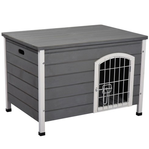 UbMelt Outdoor Dog House with Lockable Door Wooden Puppy Cage Kennel with Openable Top & Removable Bottom for Small Medium Dogs,Dark Gray - image 1 of 4