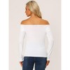 INSPIRE CHIC Women's Velvet Slim Fit Long Sleeve Off-Shoulder Blouse - 3 of 4