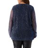 Agnes Orinda Women's Plus Size Christmas Rhinestone Glitter Sheer Long Sleeve V Neck Blouses - 4 of 4