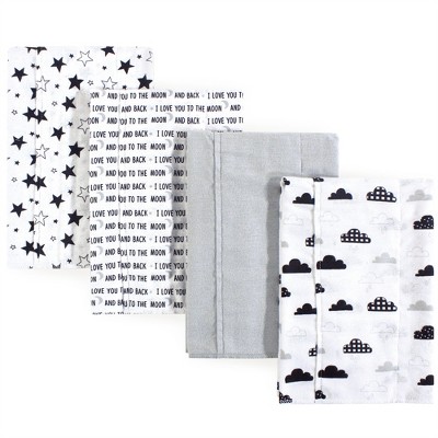 Hudson Baby Infant Cotton Flannel Burp Cloths 4pk, Moon And Back, One Size