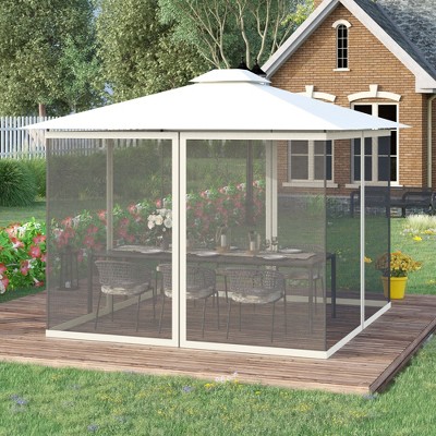 White Polyester Mesh Sidewall Netting for Gazebos and Canopy Tents