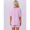 INSPIRE CHIC Women's Oversized V Neck Workout Tracksuit T-Shirts Tops with Biker Shorts Pajamas Lounge Set 2 Pcs - 4 of 4