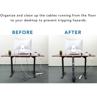 Black Adjustable Steel and ABS Desk Cable Organizer