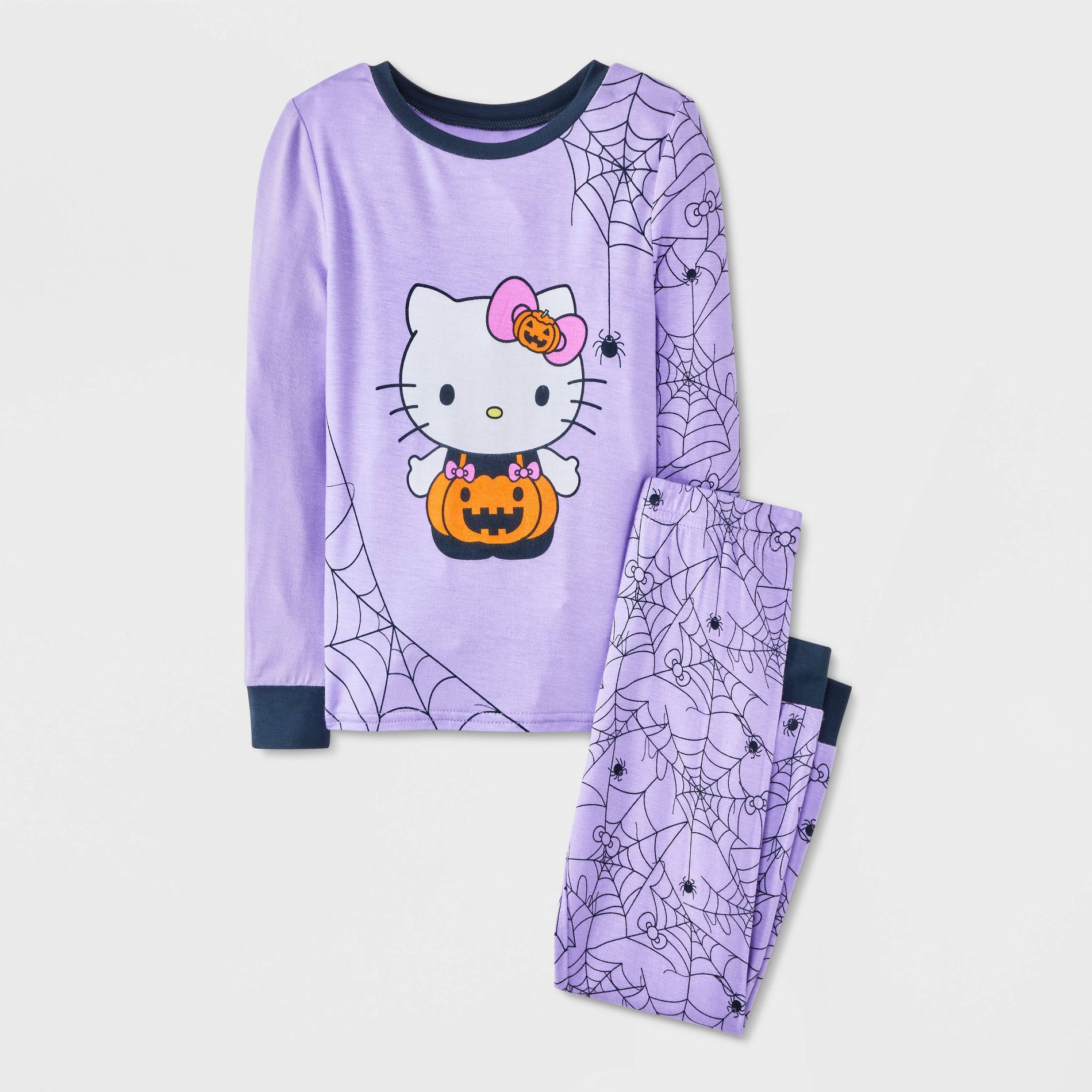 Toddler Girls' Hello Kitty Halloween Long Sleeve Viscose Pajama Set 2pc - Purple