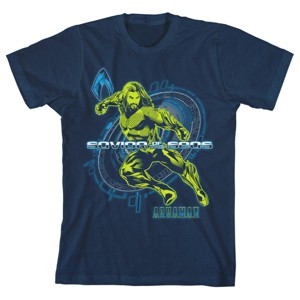 Aquaman Savior of the Seas Boy's Navy T-shirt - 1 of 3