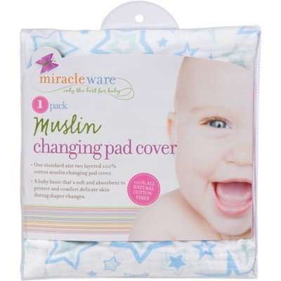 Miracleware Muslin Changing Pad Cover Stars Blue Target