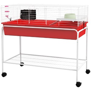 Skyzone Blue Two-Story Small Animal Habitat with Removable Cage, Stand with Shelf & Wheels, for - 1 of 4
