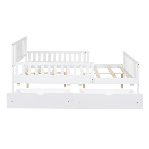 Cesicia Full Size Wood Platform Bed with Guardrails on Both Sides and Two Storage Drawers - 1 of 4