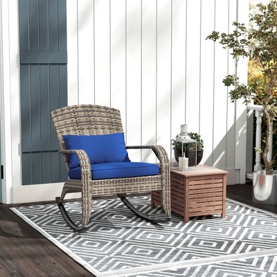 Maggift Patio Accent Chairs, Rocking Chair with Fixed Armrests, Ergonomic Design, Suitable for Lawn, Garden and Porch, Blue, 26"*35"*38.5"