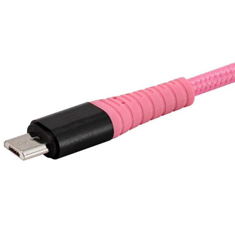 Monoprice USB 2.0 Micro B to Type A Charge and Sync Cable - 6 Feet - Pink | Durable, Kevlar-Reinforced Nylon-Braid - AtlasFlex Series, 3 of 7